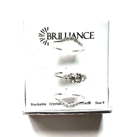 NIB NWT Brilliance 3-pc. Swarovski Clear Crystal Ring Set Size 7 Size 9 … - Picture 4 of 7